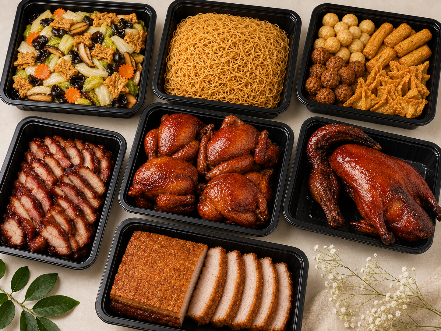 Affordable buffet catering in Singapore from just $6.90/pax. CKS Factory buffet packages for 10–500 pax with char siew, roast duck, bee hoon, chap chye and assorted fried favourites. Ideal for corporate events, factories and large groups.